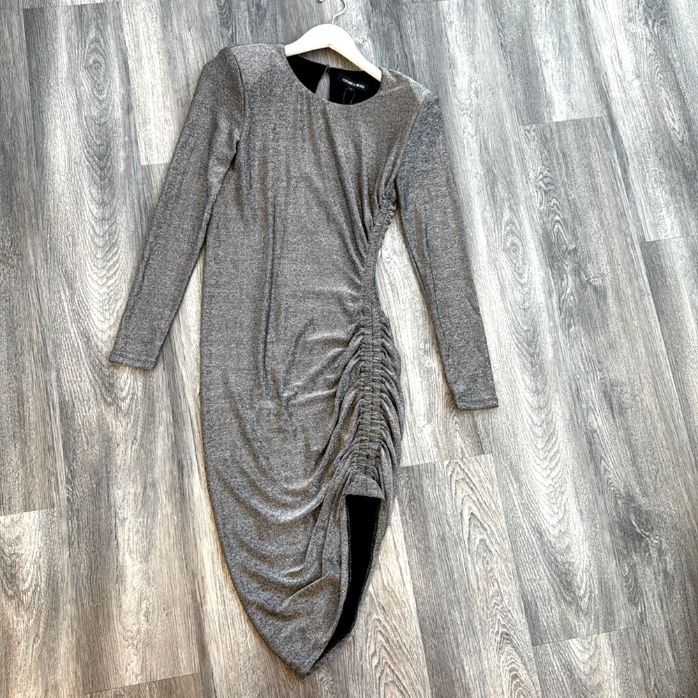 Veronica Beard Metallic Silver Stretch Ruched Dress size XS NWT